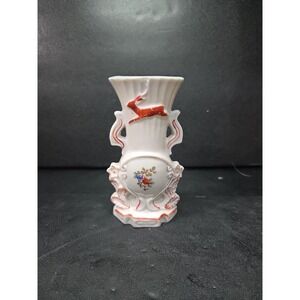 Bridgerton‎ Style Japan Floral Vase, White and Red Bud Vase, 5" Home Decor, Vtg